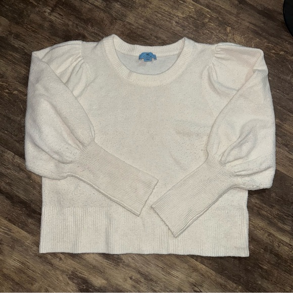 CeCe White Puff Sleeve Crewneck Sweater - Picture 3 of 9